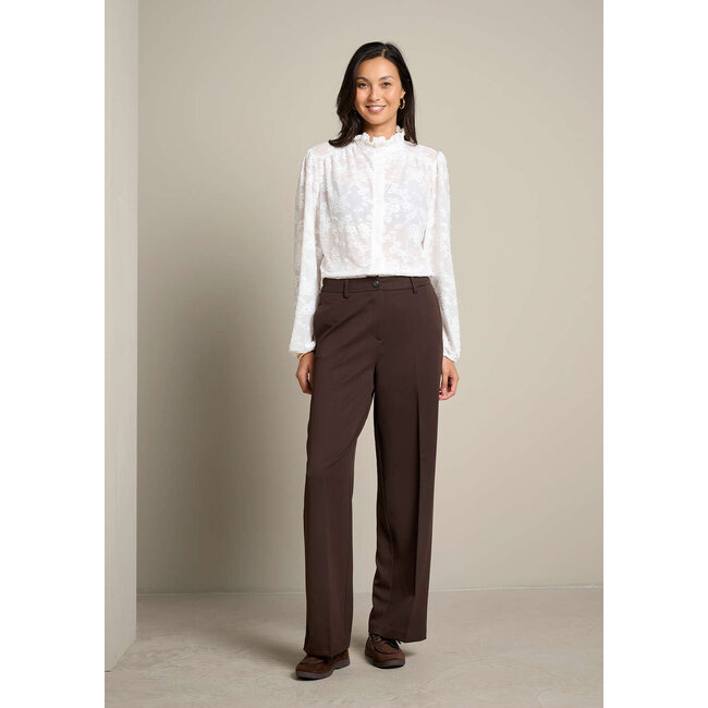 BROEK TWILLWID DARK BROWN