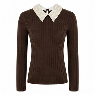 TRUI PEARLS RIBBEL KNIT IAT83262 BROWN