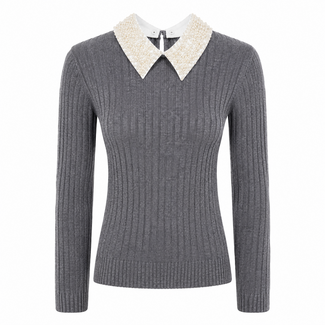 TRUI PEARLS RIBBEL KNIT IAT83262 GREY
