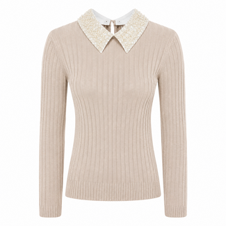 TRUI PEARLS RIBBEL KNIT IAT83262 BEIGE