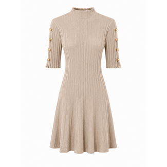 JURK RIBBEL  A-LIJN IAT83258 BEIGE