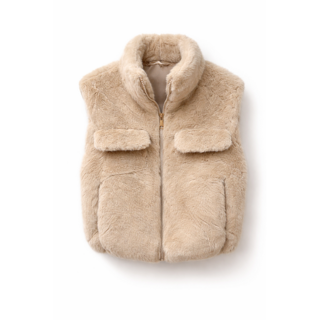 BODYWARMER BLOND/BEIGE FAKE-FUR