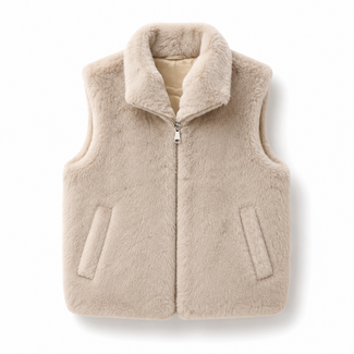 BODYWARMER GREIGE FAKE-FUR 39158