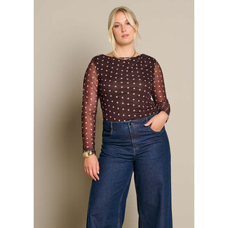 TOP STRETCH MESHDOTS CHOCO PINK