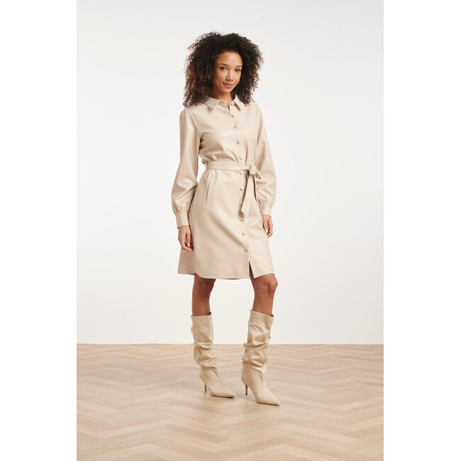 SMASHED LEMON JURK PU LEERLOOK 26567 STONE