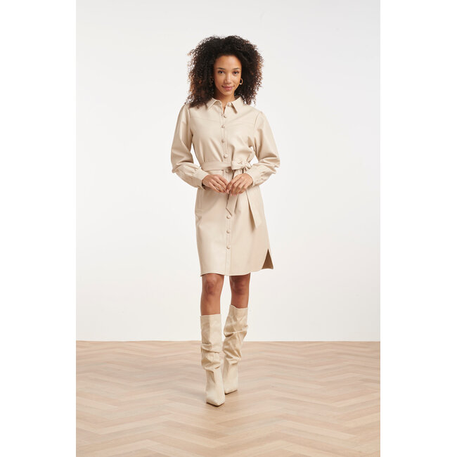 SMASHED LEMON JURK PU LEERLOOK 26567 STONE
