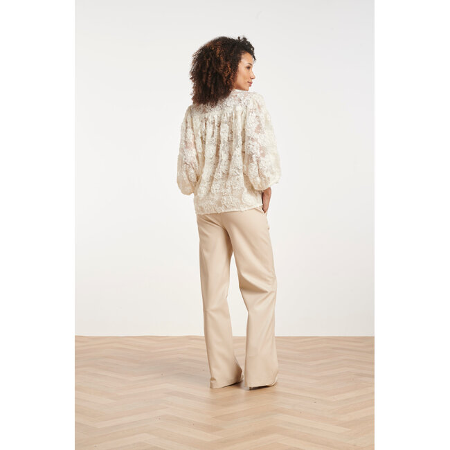 SMASHED LEMON BROEK PU LEERLOOK 26564 STONE
