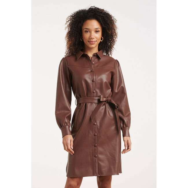 SMASHED LEMON JURK PU LEERLOOK BROWN 26567
