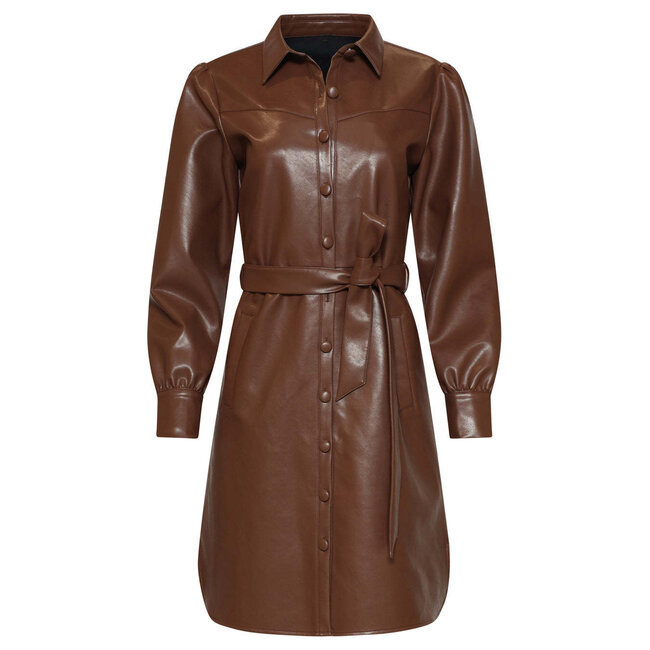 SMASHED LEMON JURK PU LEERLOOK BROWN 26567