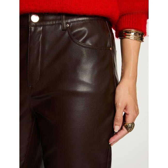 BROEK PEMPER FAUX LEATHER DONKERBRUIN