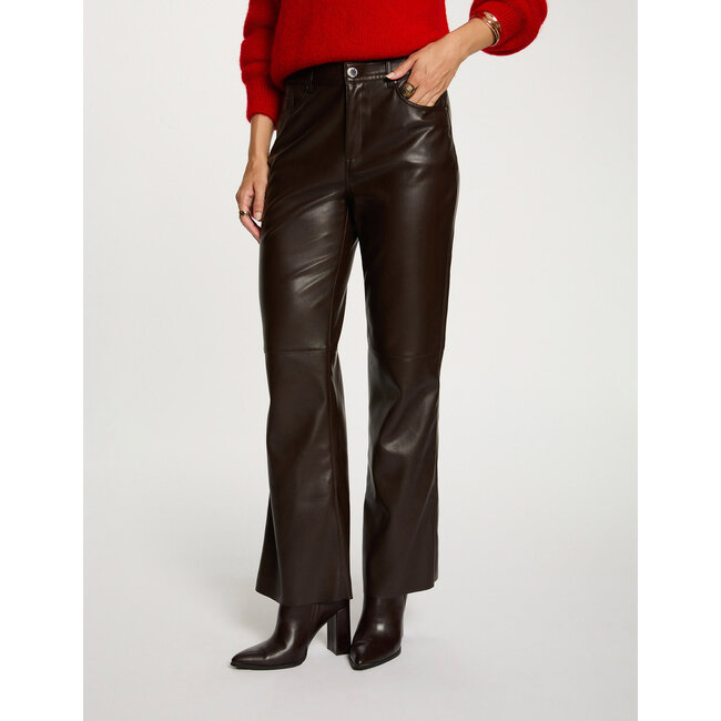 BROEK PEMPER FAUX LEATHER DONKERBRUIN