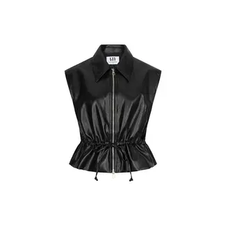 LOFTY MANNER GILET KAME VEGAN LEATHER ZWART