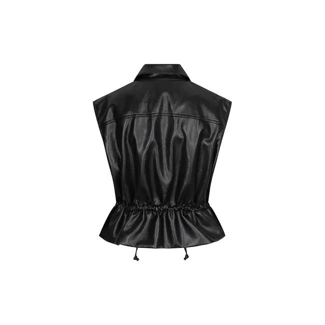 LOFTY MANNER GILET KAME VEGAN LEATHER ZWART