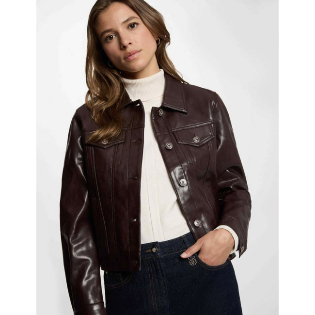 JACKET GFALOU PU LEATHER BORDEAUX