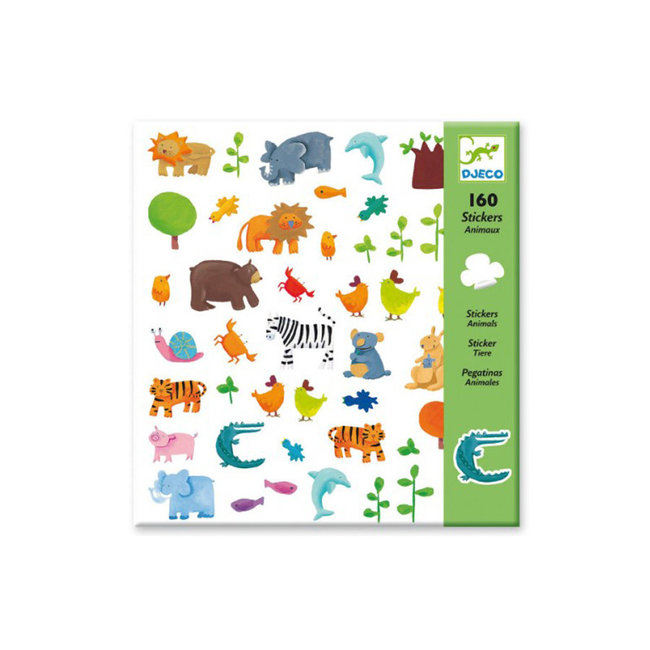 DJECO STICKERS - PLANCHE DE 160 AUTOCOLLANTS ANIMAUX 4-7ANS