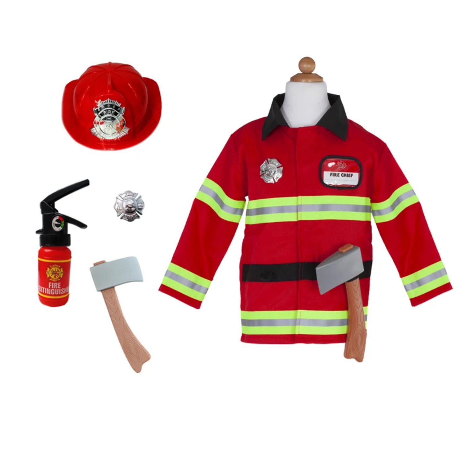 Deguisement Set Pompier Veste Casque Extincteur A Eau Mom Pop