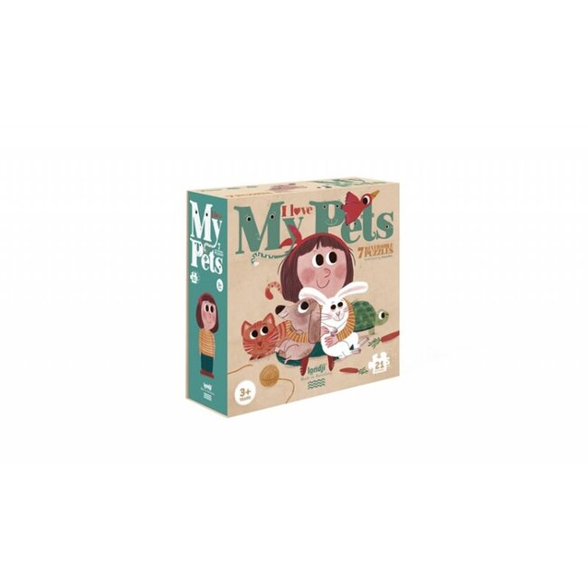 LONDJI PUZZLES RÉVERSIBLES 7 X 3 PIÈCES "J'AIME MES ANIMAUX" (21 PCS)