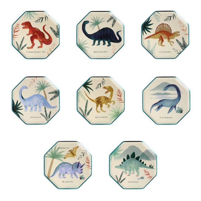MERI MERI 8 x  PETITES ASSIETTES DINOSAURE