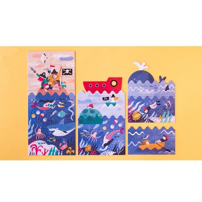 LONDJI PUZZLE ÉVOLUTIF DÉCOUVRE LE TRÉSOR DES PIRATES 40 PIÈCES (4-8-12-16 PCS)