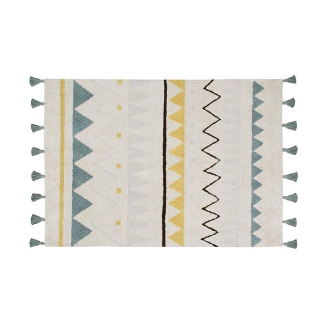 LORENA CANALS TAPIS AZTEKA NATURAL VINTAGE BLUE