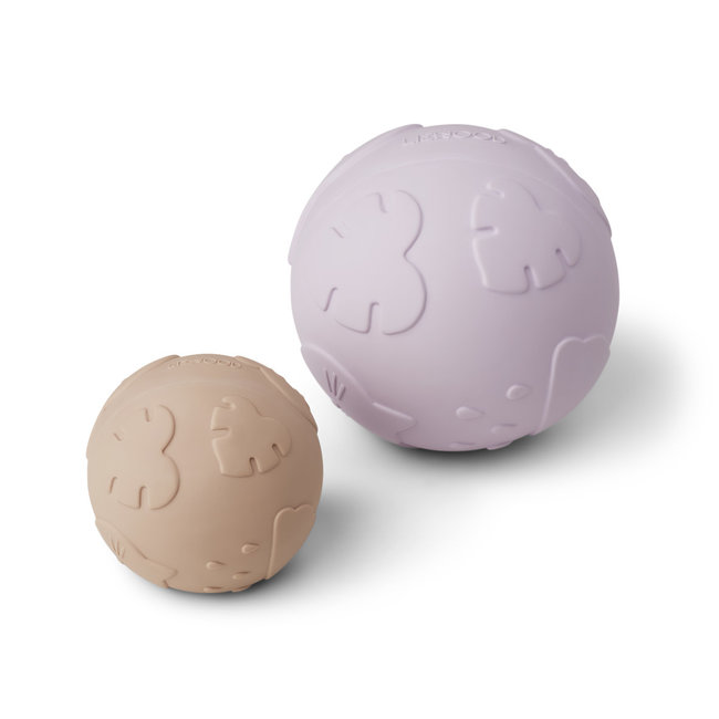 LIEWOOD SET DE 2 BALLES POUR BÉBÉ "THEA" CAOUTCHOUC NATUREL - LAVENDER