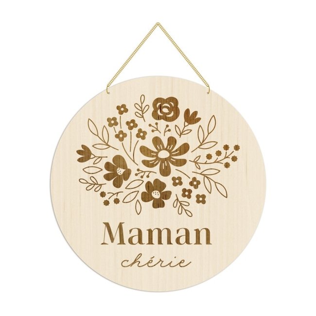 Décoration murale - Médaille gravée mille fleurs "Maman Chérie" 15cm