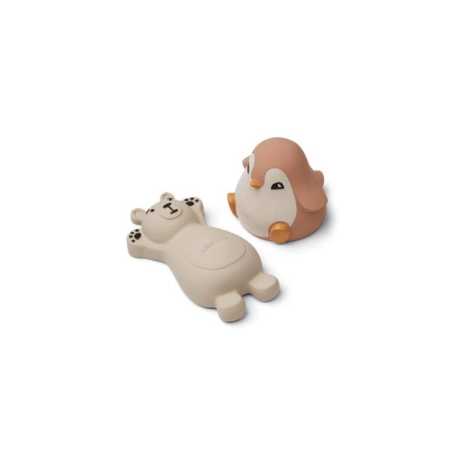 LIEWOOD SET DE 2 JOUETS DE BAIN "KNUD" OURS & PINGOUIN - ROSE MIX