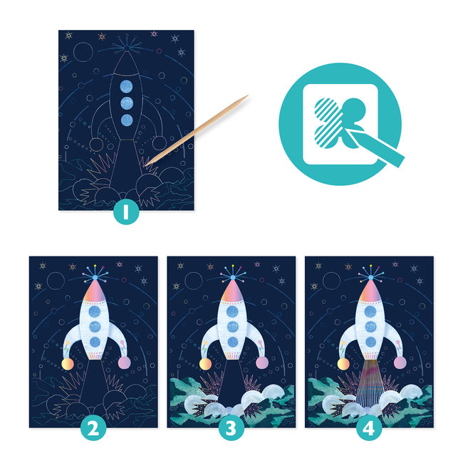 DJECO CARTES À GRATTER - MISSION COSMIQUE 6-10ANS