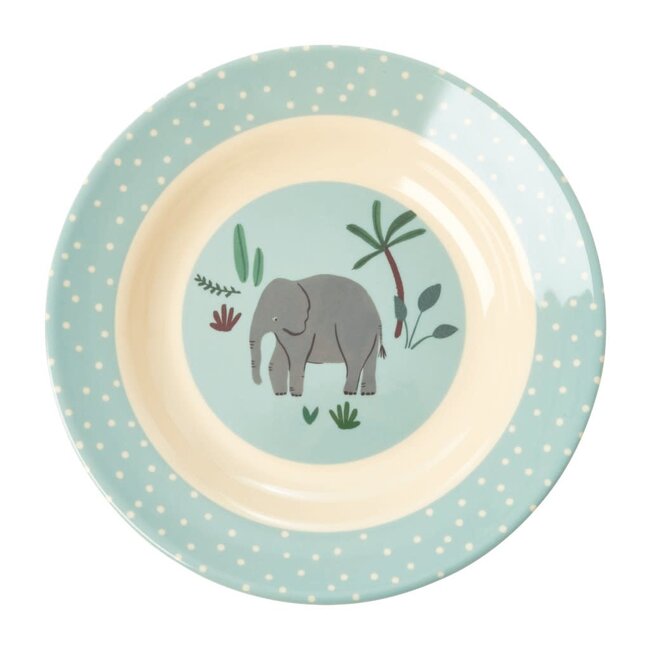 RICE ASSIETTE CREUSE MÉLAMINE "BLUE JUNGLE ANIMALS"