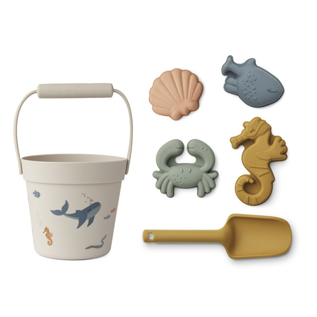 LIEWOOD SET DE PLAGE SILICONE "DANTE" SEA CREATURE SANDY MIX