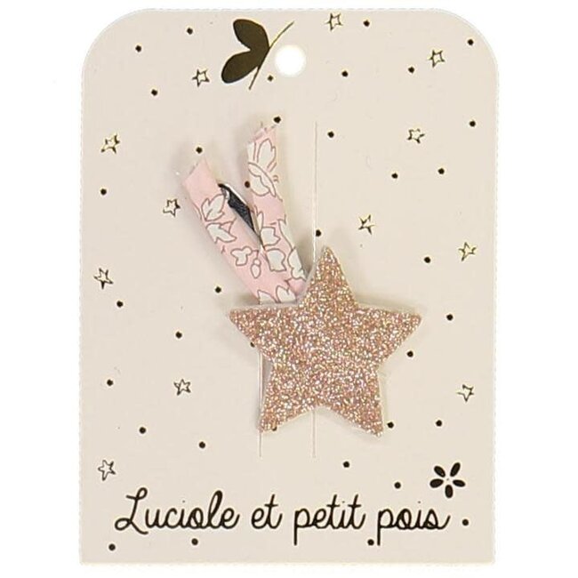 LUCIOLE ET PETIT POIS BARRETTE GLITTER "ÉTOILE FILANTE" ROSE