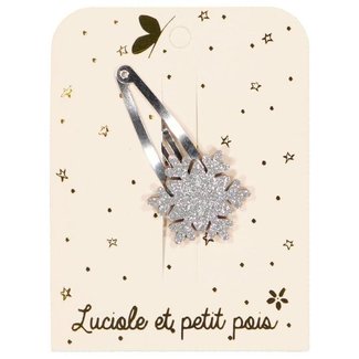 LUCIOLE ET PETIT POIS BARRETTE GLITTER "FLOCON" ARGENT