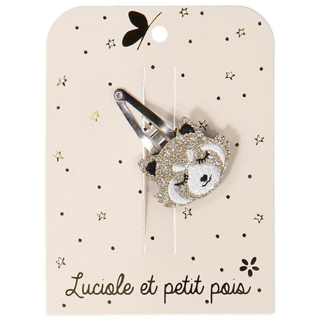 LUCIOLE ET PETIT POIS 1 X BARRETTE 4CM - PANDA ROUX DORÉ