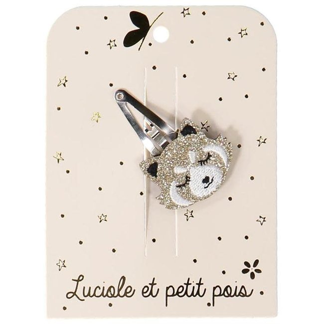 LUCIOLE ET PETIT POIS BARRETTE GLITTER "PANDA ROUX" OR