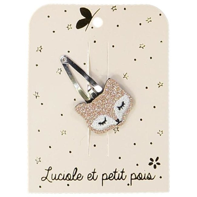 LUCIOLE ET PETIT POIS BARRETTE GLITTER "RENARD" ROSE