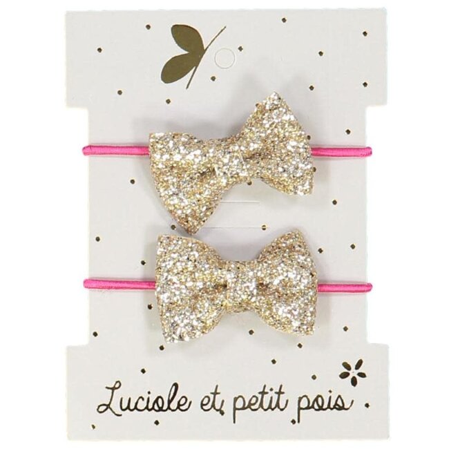 LUCIOLE ET PETIT POIS ÉLASTIQUE GLITTER "MINI PAPILLON" OR