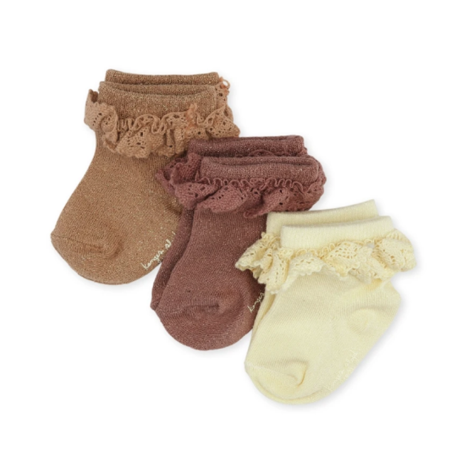 KONGES SLOJD 3 X PAIRES DE CHAUSSETTES LUREX - APPLE BUTTER