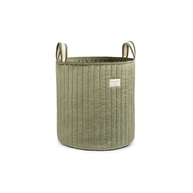 NOBODINOZ CORBEILLE À JOUETS VELOURS "SAVANNA" OLIVE GREEN