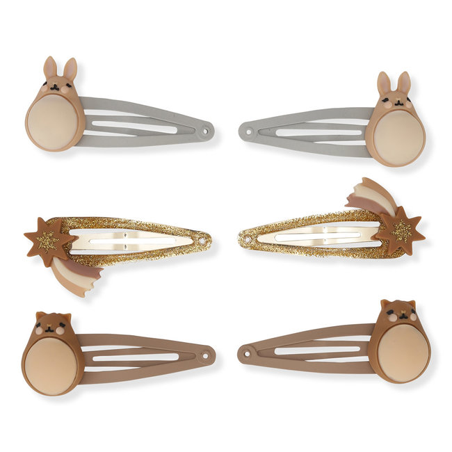 KONGES SLOJD 3 X PAIRES DE BARRETTES - BUNNY