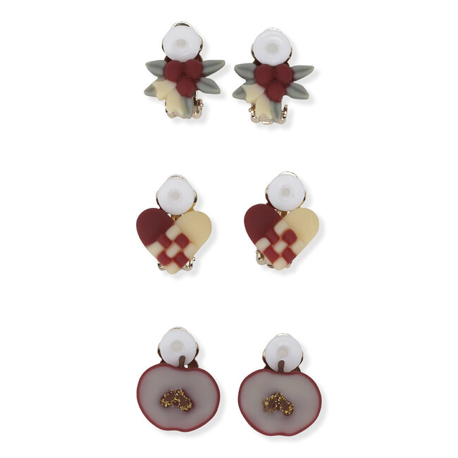 KONGES SLOJD 3 X PAIRES DE DE BOUCLES D'OREILLE CLIP - CHRISTMAS