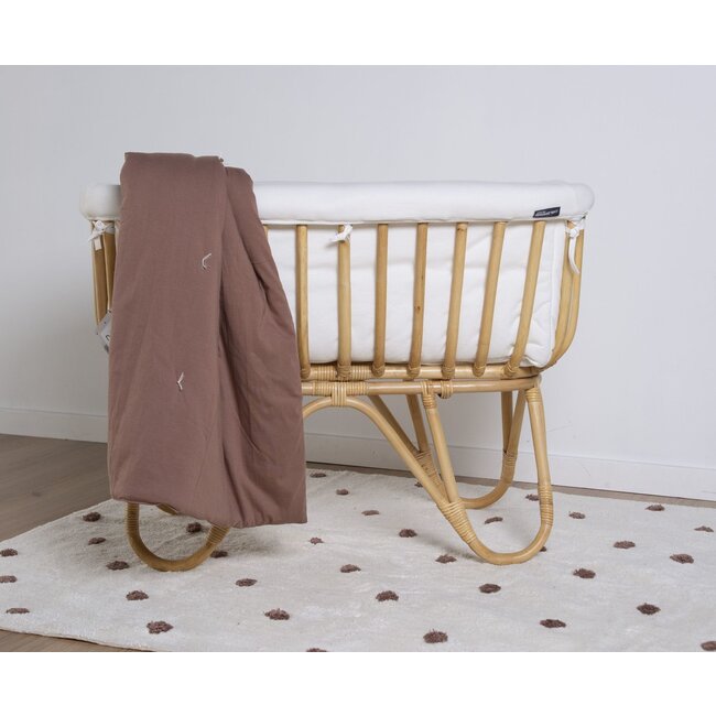 CHILDHOME BERCEAU EN ROTIN 40X80CM AVEC MATELAS & HABILLAGE JERSEY ÉCRU