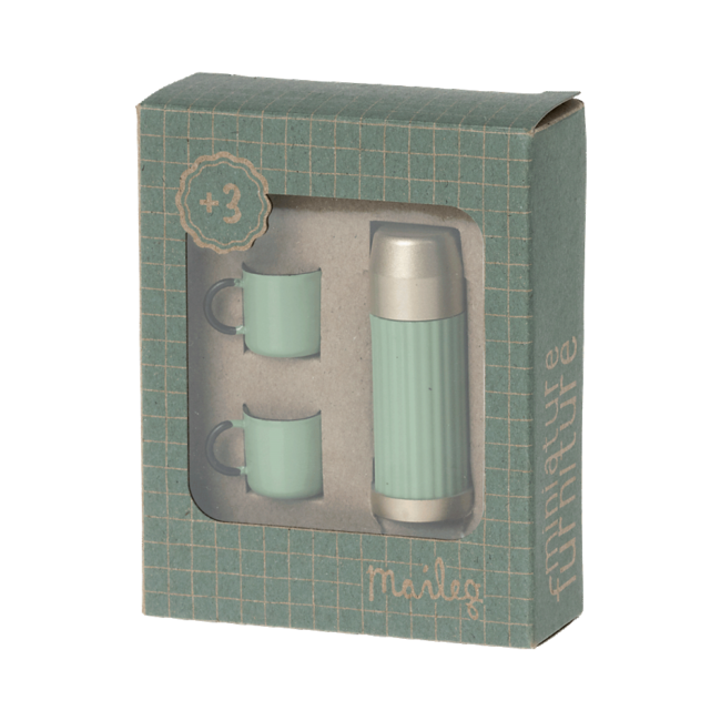 MAILEG THERMOS ET TASSES VERT MENTHE - COLLECTION CAMPING
