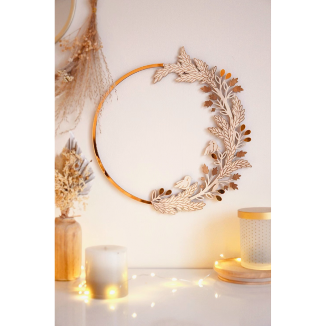 DÉCORATION MURALE « COURONNE ENCHANTÉE » PEUPLIER & PLEXIGLAS