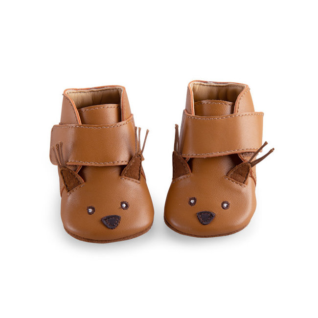 CHAUSSONS SOUPLE EN CUIR CUREUIL CAMEL POMME DES BOIS MOM POP