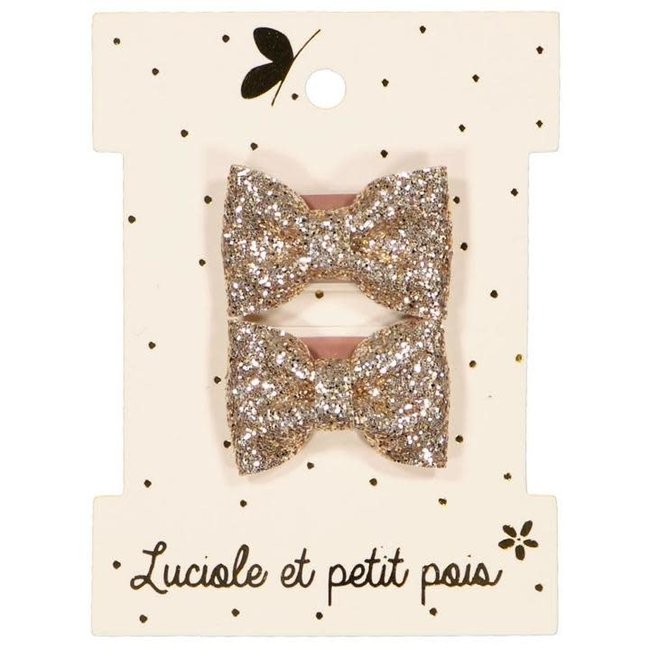 LUCIOLE ET PETIT POIS BARRETTES GLITTER "MINI PAPILLONS" OR