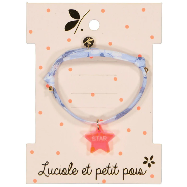 LUCIOLE ET PETIT POIS BRACELET AJUSTABLE LIBERTY - MITSI JACINTHE BLEUE