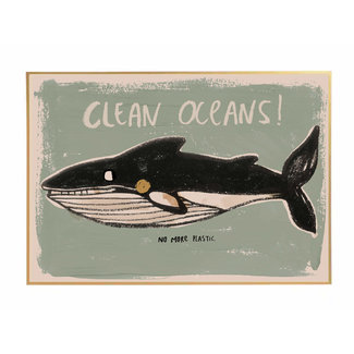 STUDIO LOCO POSTER 50X70CM BALEINE "CLEAN OCEANS"