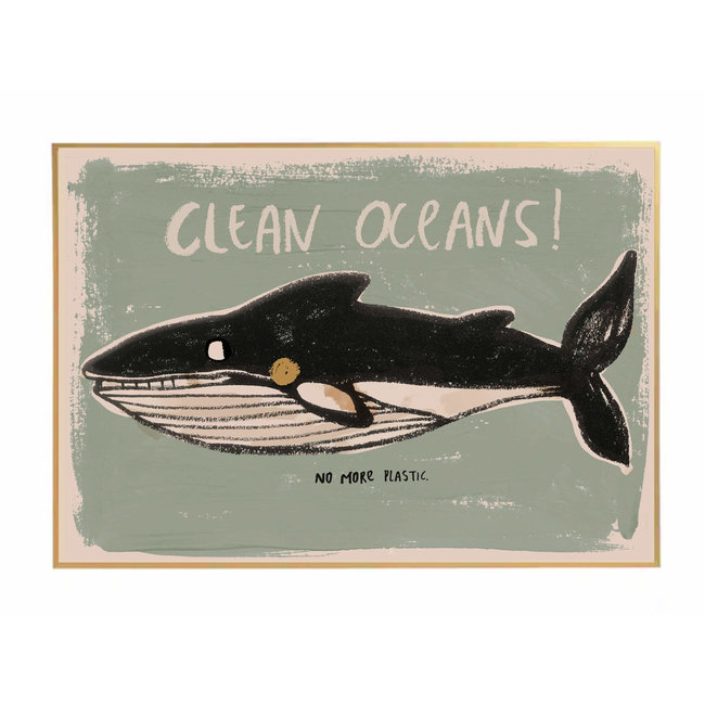 STUDIO LOCO POSTER 50X70CM BALEINE "CLEAN OCEANS"