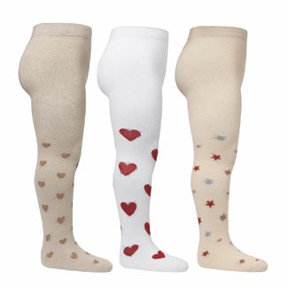 KONGES SLOJD 3 X PAIRES DE COLLANTS JACQUARD - HEART/AISURU/STAR