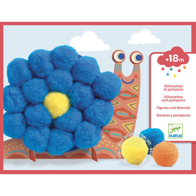 DJECO COLLAGE DES PETITS - SILHOUETTES DE POMPONS AMIS TOUT DOUX +18MOIS